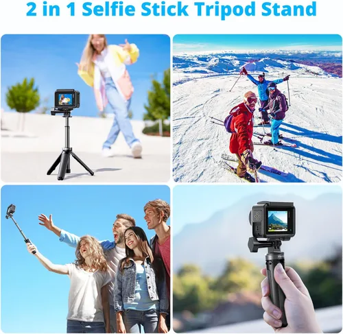 Vista 7 de AKASO Brave 4 4K30fps 20MP Cámara de acción WiFi con mini trípode Selfie Stick