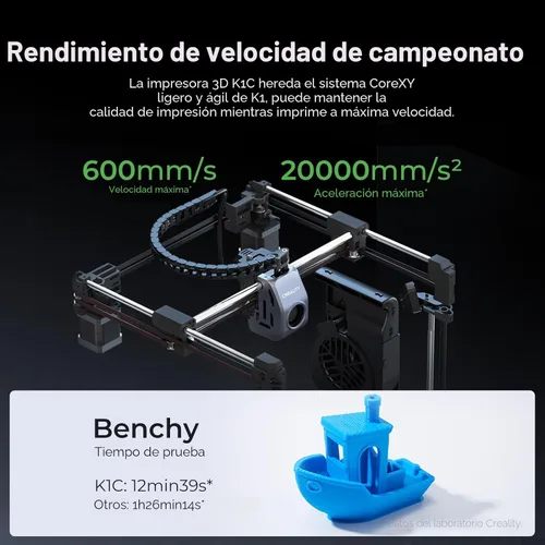Vista 3 de Creality K1C Impresora 3D, Nivelación Automática de Alta Velocidad de 600mm/s, Extrusora Directa Robusta Libre de Obstrucciones K1 SE Impresora 3D