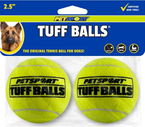 Vista 13 de PetSport Jr. Happy Birthday Tuff Ball - Juguetes para perros Paquete de 4 pelotas de tenis pequeñas (1.8 pulgadas) seguras para mascotas y goma