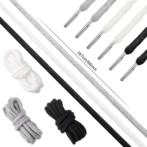 Vista 3 de Roowest 30 cordones de repuesto con cordón de 66 pulgadas XL con cordón para ropa de repuesto con 2 piezas flexibles fáciles de enhebrar