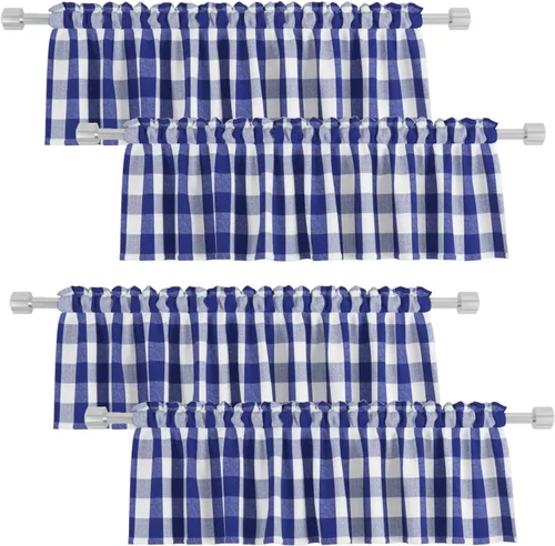 Vista 12 de 4 cenefas de cuadros de búfalo para ventanas de sala de estar, 16 pulgadas de largo, diseño clásico a cuadros a cuadros para dormitorio, baño