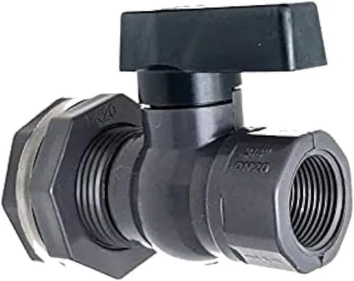 Vista 9 de Kit de espiga de válvula de bola de PVC de puerto completo de 1 pulgada con montaje de mamparo + adaptador de manguera..