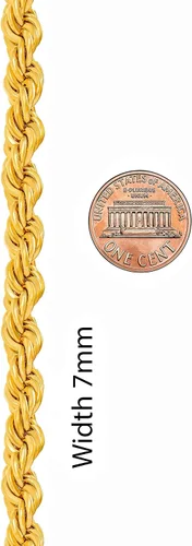 Vista 5 de LIFETIME JEWELRY Collar de cadena de cuerda de 0.276in chapado en oro real de 24 quilates para hombres y mujeres, Chapado en oro, No es una piedra