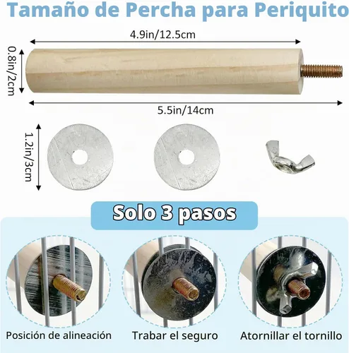 Vista 2 de Tfwadmx Plataforma de madera natural de juguete para pájaros de perca