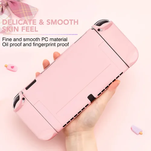 Vista 23 de DLseego Switch OLED Protective Case Dockable Hard Shell Anti-Scratch Cover Joycon Accessory Skin with 6PCS Thumb Grips Caps and 2Pc Screen