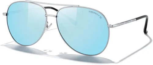 Vista 2 de MERRY'S Lentes de sol de aviador para mujeres y hombres, lentes de espejo polarizadas con funda, lentes de sol polarizadas para conducción, 2.362 in