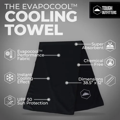 Vista 4 de Toalla de Enfriamiento Tough Outdoors - Toallas de Enfriamiento para Cuello y Cara - Envoltura de Hielo y Paño de Sudor para Camping, Gimnasio, Yoga