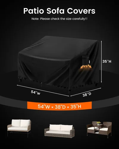 Vista 7 de FORSPARK Funda para sofá de patio, impermeable, resistente a los rayos UV, protector para sofá biplaza de 2 asientos, tela Oxford resistente a
