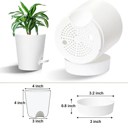 Vista 2 de Macetas de riego automático, macetas de 4 pulgadas con múltiples agujeros de drenaje de malla, macetas pequeñas para plantas y flores de jardín