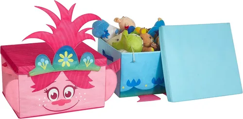 Vista 3 de Idea Nuova DreamWorks Trolls Poppy Figural - Juego de almacenamiento apilable de 2 piezas, rosa