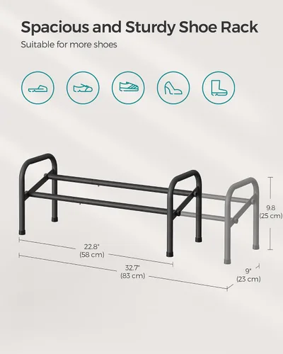 Vista 3 de SONGMICS Zapatero expandible, estante de zapatos de 1 nivel, organizador de zapatos ajustable para 10 pares de zapatos, zapatero de pie libre