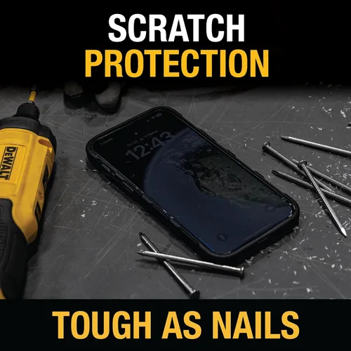 Vista 2 de DEWALT Paquete de 2 protectores de pantalla de privacidad resistentes para iPhone 13 Pro Max/14 Plus, protección de sensor, compatible con isla
