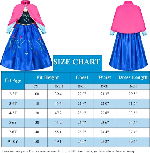 Vista 7 de GZ-LAOPAITOPU Anna Princess Dress for Girls Snow Party Dress Cosplay Halloween Christmas Birthday Party Dress Up 2-10Y