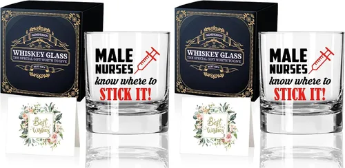 Vista 6 de AGMDESIGN Caja de regalo de cristal de whisky para enfermera masculina, regalo de jubilación para trabajadores de la salud, regalos divertidos