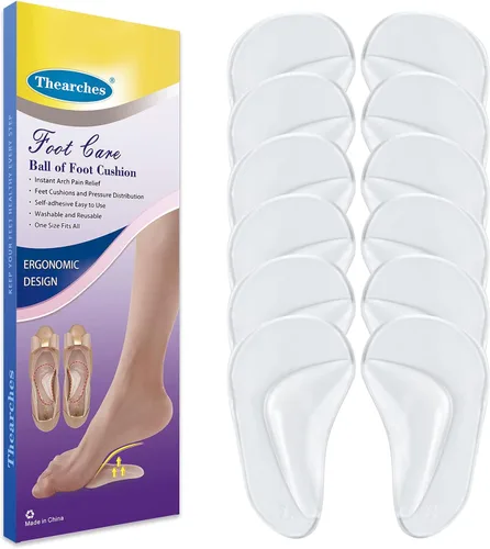 Vista 11 de 6 pares de almohadillas de soporte de arco de gel para fascitis plantar, plantilla adhesiva de arco alto, almohadillas de arco plano para aliviar