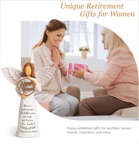 Vista 4 de Regalo de jubilación para mujer, figura de ángel de jubilación hecha a mano