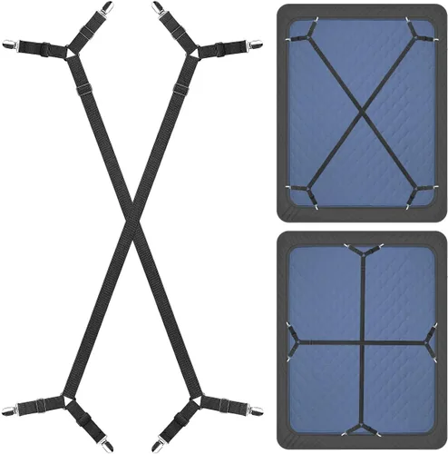 Vista 10 de ZHOUBIN Correas de soporte de sábanas, correas elásticas ajustables entrecruzadas, correas de sujeción para todas las sábanas, fundas de colchón