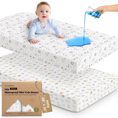 Vista 38 de Sábanas ajustadas para Pack and Play - Paquete de 2 sábanas mini para cuna para Pack N Play, colchón 38x26, ropa de cama suave y acogedora