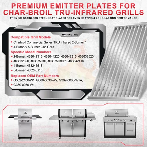 Vista 3 de Placas Emisora de Parrilla G362-2100-W1 para Charbroil Comercial Tru Infrarroja 463642316 463644220 463675016 466642316 463675016P1 Parte
