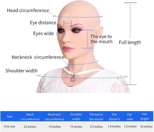 Vista 6 de SUAISKR Máscara de cabeza femenina de silicona realista hecha a mano para Halloween para crossdresser cosplay