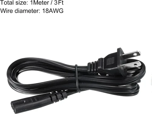Vista 2 de PATIKIL Cable de alimentación de CA de 2 clavijas de 3 pies (3.3 ft) 18 AWG, 2 ranuras a C8, cable de repuesto para computadora portátil