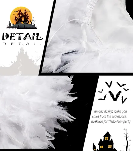 Vista 2 de L'VOW Chal de plumas iridiscente para niños de moda para fiestas de juegos (copos blancos)