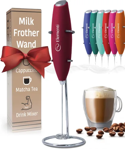 Vista 10 de Espumador Elementi de leche con soporte, motor de esfuerzo de torsión más potente, para hacer cappuccinos, lattes y café a prueba de balas, Negro