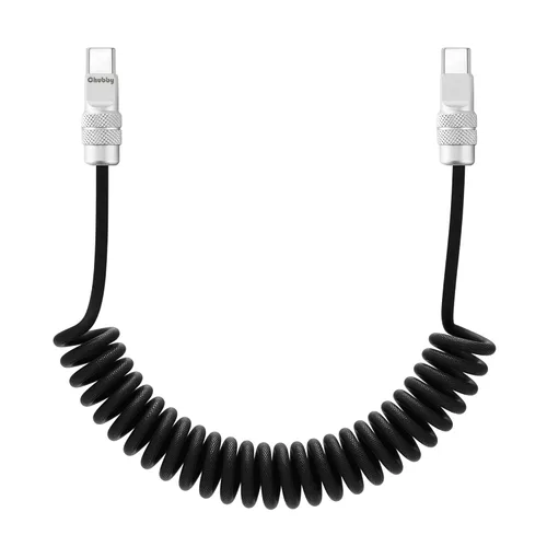 Vista 19 de chubbycable Curly Chubby - Cable de carga rápida USB C en espiral de 240 W, cable de carga retráctil trenzado duradero para automóvil compatible