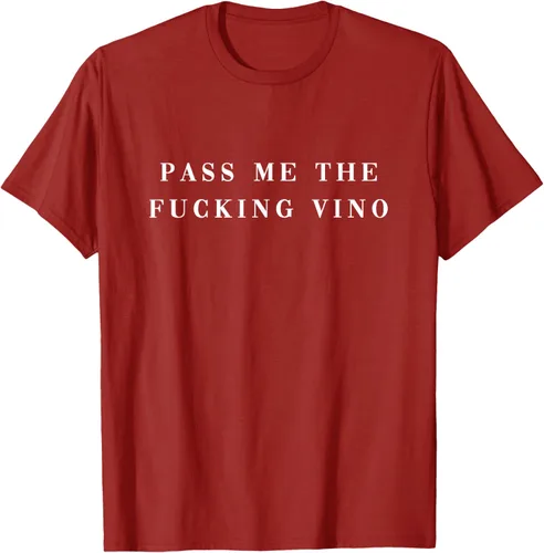 Vista 39 de Pásame el maldito Vino. Camiseta divertida con texto en inglés «Wine nice lettering AM PM Fun»