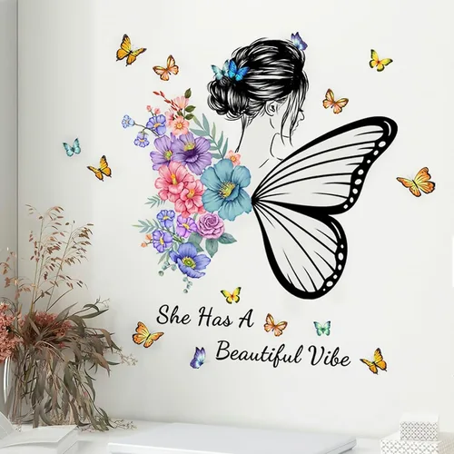 Vista 8 de Arawat Calcomanías de pared de pestañas para dormitorio, citas de ojos de reina, murales para decoración de sala de estar, calcomanías de decoración