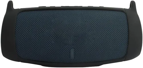 Vista 6 de Funda de silicona para altavoz Bluetooth J.BL Charge 5, funda protectora de viaje portátil con correa para el hombro y mosquetón (negro)