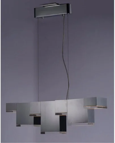 Vista 5 de ET2 E24466-160PC Pizzazz LED Geométrico Rectangular Cubo Cristalino Acrílico Lineal Lámpara de techo colgante, 7 luces 50.4 vatios totales, 9