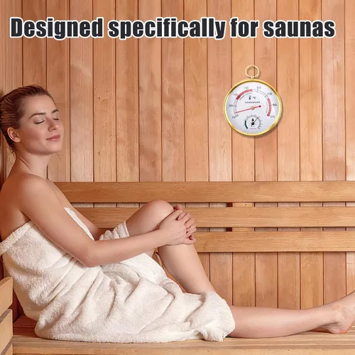 Vista 6 de Penitue Termómetro higrómetro de sauna, montado en la pared, medidor de temperatura y humedad 2 en 1 para sauna Fahrenheit, accesorios de sala