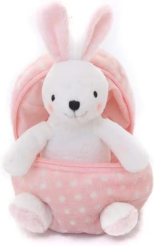 Vista 2 de Plushland - Muñeco de peluche (6 pulgadas), diseño de animal de peluche dentro de un huevo con cremallera; regalo ideal para niños y niñas