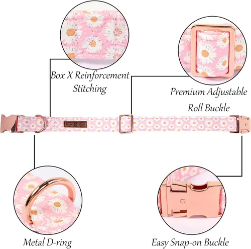 Vista 113 de Lionet Paws Collar de perro de Halloween con corbatín, bonito collar de algodón ajustable con hebilla de metal para perros pequeños, medianos y A