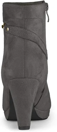 Vista 4 de Allegra K Botas de tacón medio de tobillo con punta redonda para mujer