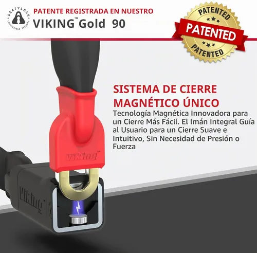 Vista 3 de Seatylock Viking - Cerradura de cadena para bicicleta con llave, magnética, patentada, clasificada segura, segura, antirrobo, cerradura inteligente