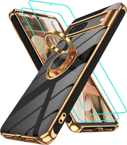 Vista 285 de Funda para Motorola Moto G 5G 2024: Funda Moto G Play 5G 2024 con 2 piezas de protectores de pantalla, soporte de anillo de rotación de 360°