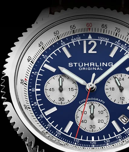 Vista 2 de Stuhrling Original Reloj de vestir para hombre - Reloj de pulsera cronógrafo con taquímetro subdial de 24 horas