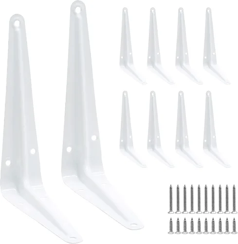 Vista 10 de Uenhoy Paquete de 10 soportes de estante negros de 4 x 3 pulgadas, soportes flotantes de metal resistentes para montaje en pared, soportes