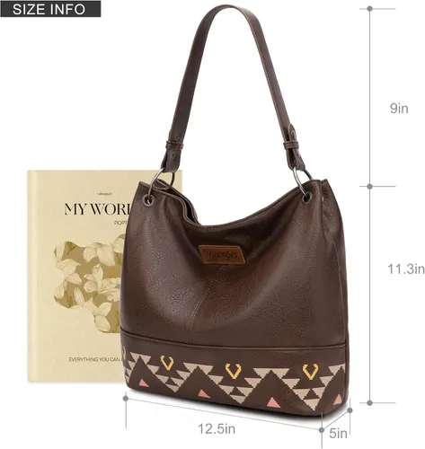 Vista 30 de Wrangler Hobo - Bolsas para mujer de cuero vegano con asa superior, bolsos de hombro y bolsos