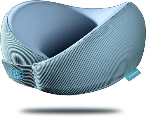 Vista 13 de Skechers Almohada de cuello de espuma viscoelástica, cómoda y transpirable, almohada de viaje para el cuello, avión para viajes, paseos en Negro