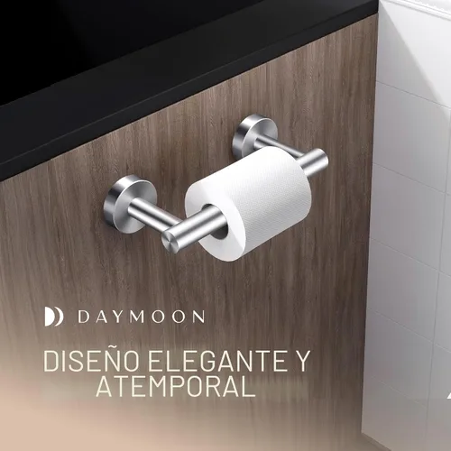 Vista 3 de Day Moon™ Soporte de papel higiénico de níquel cepillado - Soporte de rollo moderno para montaje en pared para baño