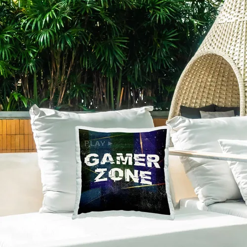 Vista 2 de Stupell Industries Gamer Zone Cyber Phrase Outdoor Pillow Design by Elephant Stock Outdoor Pillow, Made in USA - By Logic Nerds
