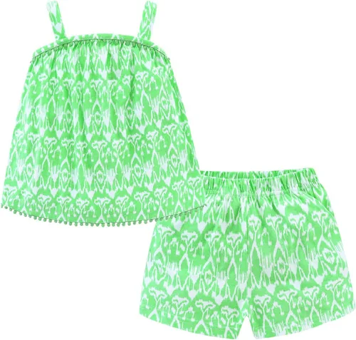 Vista 121 de LittleSpring Conjunto de verano para niñas con camiseta sin mangas y pantalones cortos florales