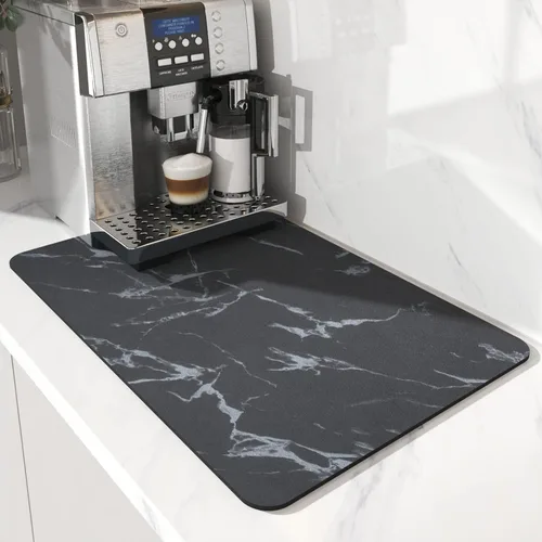 Vista 8 de AMOAMI Tapete de café absorbente con parte trasera de goma para secar platos para encimera de cocina, accesorios de bar para debajo de la cafetera