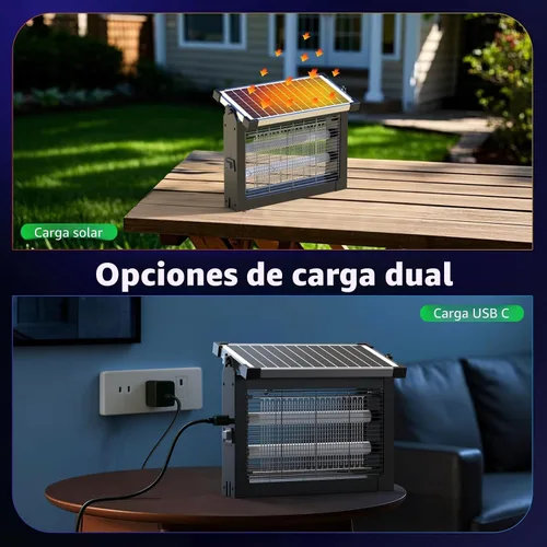 Vista 4 de OnBeam Solar Bug Zapper Outdoor, 4500V Mosquito Zapper Fly Trap for Patio Negro oscuro
