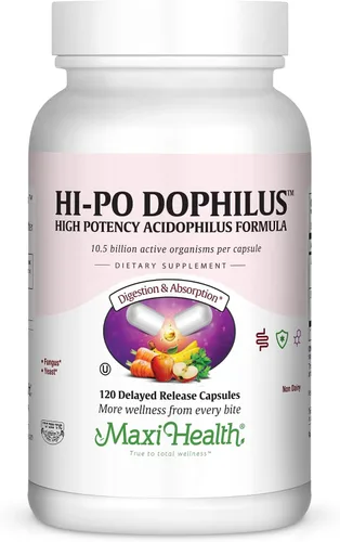 Vista 3 de Maxi Health HI-PO Dophilus - Probióticos Acidophilus de alta potencia - 60 cápsulas - Kosher