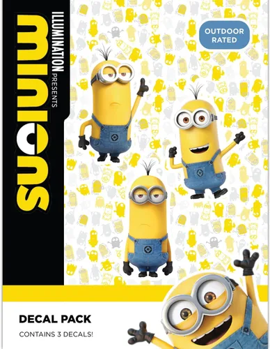 Vista 8 de Calcomanías de Minions de Despicable Me - Juego de 3 calcomanías Stuart para botella de agua de coche, bicicleta, casco, laptop, monopatín