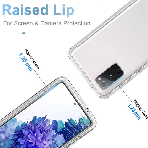 Vista 2 de Funda para Galaxy S20 FE, SM-G781U con protector de pantalla de vidrio templado, transparente 360 protección de cuerpo completo, carcasa dura + TPU